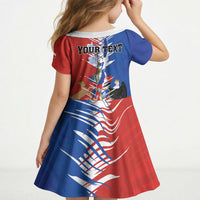 Personalized Chile Flag Map Kid Short Sleeve Dress Happy Independence Day