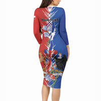 Personalized Chile Flag Map Long Sleeve Bodycon Dress Happy Independence Day