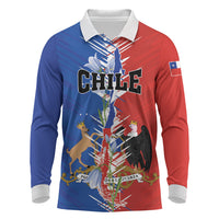 Personalized Chile Flag Map Long Sleeve Polo Shirt Happy Independence Day