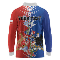 Personalized Chile Flag Map Long Sleeve Polo Shirt Happy Independence Day