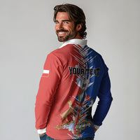 Personalized Chile Flag Map Long Sleeve Polo Shirt Happy Independence Day