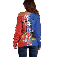 Personalized Chile Flag Map Off Shoulder Sweater Happy Independence Day