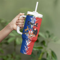 Personalized Chile Flag Map Tumbler With Handle Happy Independence Day