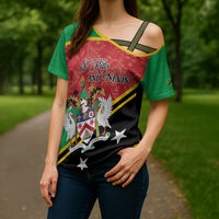 Personalized Saint Kitts and Nevis Cross Shoulder Shirt Happy Independence Day