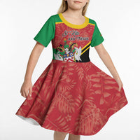 Personalized Saint Kitts and Nevis Kid Short Sleeve Dress Happy Independence Day