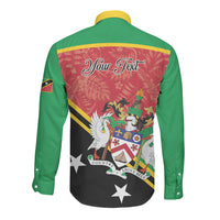 Personalized Saint Kitts and Nevis Long Sleeve Button Shirt Happy Independence Day