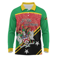 Personalized Saint Kitts and Nevis Long Sleeve Polo Shirt Happy Independence Day