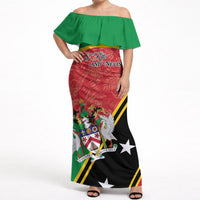 Personalized Saint Kitts and Nevis Off Shoulder Maxi Dress Happy Independence Day
