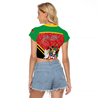 Personalized Saint Kitts and Nevis Raglan Cropped T Shirt Happy Independence Day
