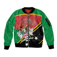 Personalized Saint Kitts and Nevis Sleeve Zip Bomber Jacket Happy Independence Day