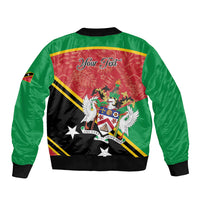 Personalized Saint Kitts and Nevis Sleeve Zip Bomber Jacket Happy Independence Day