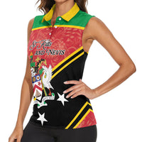 Personalized Saint Kitts and Nevis Women Sleeveless Polo Shirt Happy Independence Day