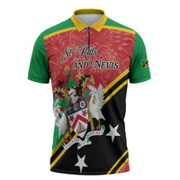 Personalized Saint Kitts and Nevis Zipper Polo Shirt Happy Independence Day
