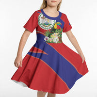 Personalized Belize Toucan Tropical Kid Short Sleeve Dress Happy Independence Day