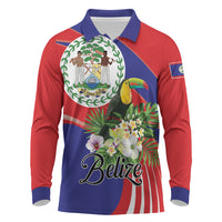 Personalized Belize Toucan Tropical Long Sleeve Polo Shirt Happy Independence Day