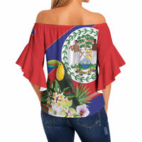 Personalized Belize Toucan Tropical Off Shoulder Wrap Waist Top Happy Independence Day
