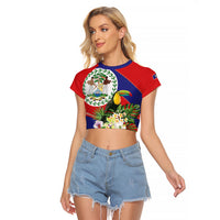 Personalized Belize Toucan Tropical Raglan Cropped T Shirt Happy Independence Day