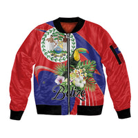 Personalized Belize Toucan Tropical Sleeve Zip Bomber Jacket Happy Independence Day