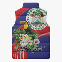 Personalized Belize Toucan Tropical Sleeveless Puffer Jacket Happy Independence Day