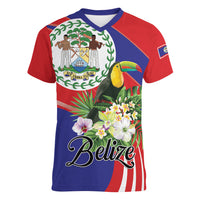 Personalized Belize Toucan Tropical Women V-Neck T-Shirt Happy Independence Day