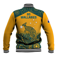 Australia Rugby Baseball Jacket Wallabies Aboriginal Pattern - Wonder Print Shop
