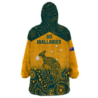 Australia Rugby Wearable Blanket Hoodie Wallabies Aboriginal Pattern - Wonder Print Shop