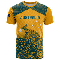 Custom Australia Rugby T Shirt Wallabies Aboriginal Pattern - Wonder Print Shop