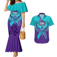 Personalised Stay Your Story is Not Over Suicide Prevention Couples Matching Mermaid Dress and Hawaiian Shirt - Wonder Print Shop