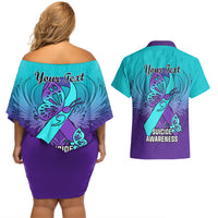 Personalised Stay Your Story is Not Over Suicide Prevention Couples Matching Off Shoulder Short Dress and Hawaiian Shirt - Wonder Print Shop