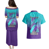 Personalised Stay Your Story is Not Over Suicide Prevention Couples Matching Puletasi Dress and Hawaiian Shirt - Wonder Print Shop