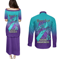 Personalised Stay Your Story is Not Over Suicide Prevention Couples Matching Puletasi Dress and Long Sleeve Button Shirts - Wonder Print Shop