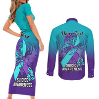 Personalised Stay Your Story is Not Over Suicide Prevention Couples Matching Short Sleeve Bodycon Dress and Long Sleeve Button Shirts - Wonder Print Shop