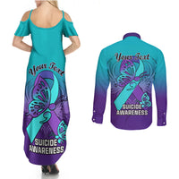 Personalised Stay Your Story is Not Over Suicide Prevention Couples Matching Summer Maxi Dress and Long Sleeve Button Shirts - Wonder Print Shop