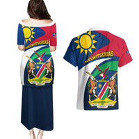 Namibia Rugby Couples Matching Puletasi Dress and Hawaiian Shirt Welwitschias Go 2023 World Cup - Wonder Print Shop