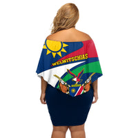 Namibia Rugby Off Shoulder Short Dress Welwitschias Go 2023 World Cup - Wonder Print Shop