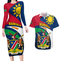 Custom Namibia Rugby Couples Matching Long Sleeve Bodycon Dress and Hawaiian Shirt Welwitschias Go 2023 World Cup - Wonder Print Shop