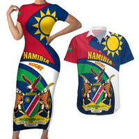 Custom Namibia Rugby Couples Matching Short Sleeve Bodycon Dress and Hawaiian Shirt Welwitschias Go 2023 World Cup - Wonder Print Shop