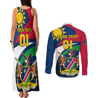 Custom Namibia Rugby Couples Matching Tank Maxi Dress and Long Sleeve Button Shirts Welwitschias Go 2023 World Cup - Wonder Print Shop