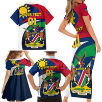 Custom Namibia Rugby Family Matching Short Sleeve Bodycon Dress and Hawaiian Shirt Welwitschias Go 2023 World Cup - Wonder Print Shop