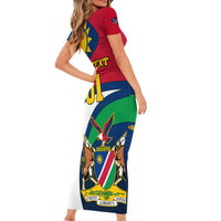Custom Namibia Rugby Family Matching Short Sleeve Bodycon Dress and Hawaiian Shirt Welwitschias Go 2023 World Cup - Wonder Print Shop