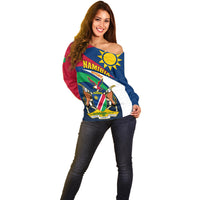 Custom Namibia Rugby Off Shoulder Sweater Welwitschias Go 2023 World Cup - Wonder Print Shop