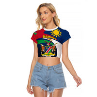 Custom Namibia Rugby Raglan Cropped T Shirt Welwitschias Go 2023 World Cup - Wonder Print Shop