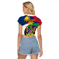 Custom Namibia Rugby Raglan Cropped T Shirt Welwitschias Go 2023 World Cup - Wonder Print Shop