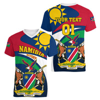 Custom Namibia Rugby Women V Neck T Shirt Welwitschias Go 2023 World Cup - Wonder Print Shop
