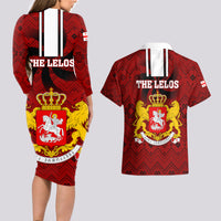Georgia Rugby Couples Matching Long Sleeve Bodycon Dress and Hawaiian Shirt The Lelos Go 2023 World Cup - Wonder Print Shop