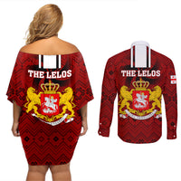 Georgia Rugby Couples Matching Off Shoulder Short Dress and Long Sleeve Button Shirts The Lelos Go 2023 World Cup - Wonder Print Shop