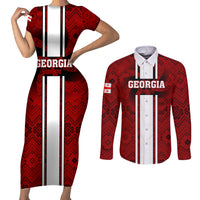 Georgia Rugby Couples Matching Short Sleeve Bodycon Dress and Long Sleeve Button Shirts The Lelos Go 2023 World Cup - Wonder Print Shop