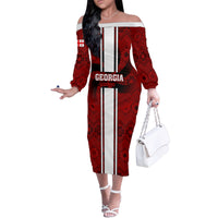 Georgia Rugby Family Matching Off Shoulder Long Sleeve Dress and Hawaiian Shirt The Lelos Go 2023 World Cup - Wonder Print Shop