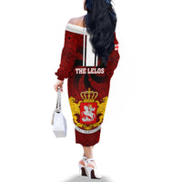 Georgia Rugby Family Matching Off Shoulder Long Sleeve Dress and Hawaiian Shirt The Lelos Go 2023 World Cup - Wonder Print Shop