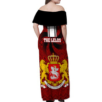 Georgia Rugby Family Matching Off Shoulder Maxi Dress and Hawaiian Shirt The Lelos Go 2023 World Cup - Wonder Print Shop